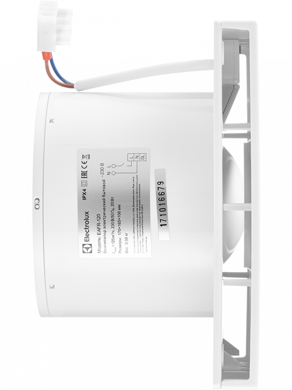 Вентилятор вытяжной Electrolux серии Rainbow EAFR-100T white с таймером
